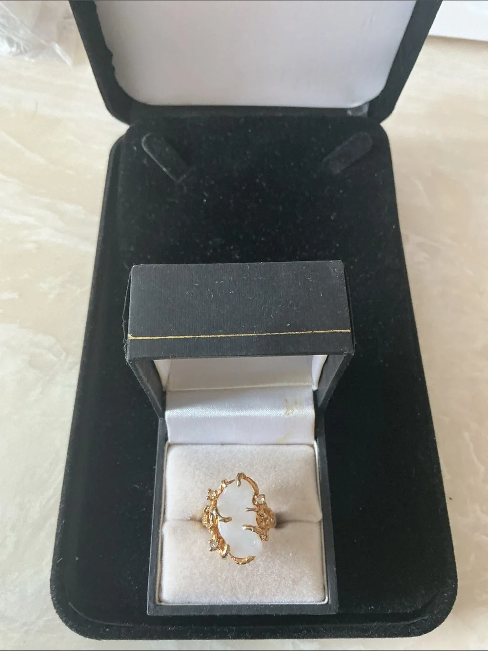 Gold-Tone White Stone Statement Ring - Women Jewelry